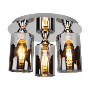 Merilo Smoky Deckenleuchte, 3xE27 max.. 60 W, Chrom/Rauchglas, Ø 33 cm small 1