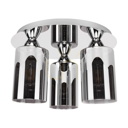 Prüfen Merilo Smoky Deckenleuchte, 3xE27 max.. 60 W, Chrom/Rauchglas, Ø 33 cm