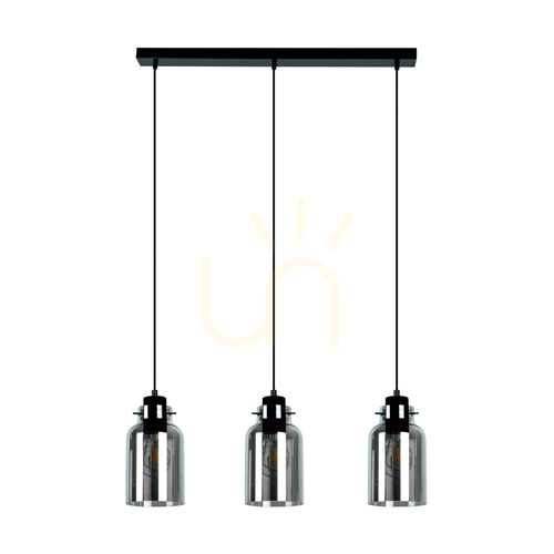 Prüfen Alessandro Smoky Pendelleuchte, 3xE27 max.. 60 W, Schwarz/Walnuss/Rauchfarben, 55 cm