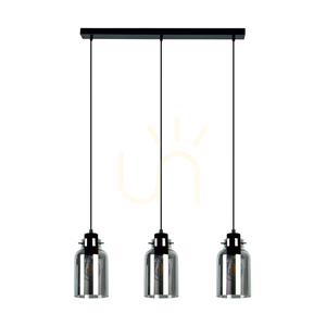 Alessandro Smoky Pendelleuchte, 3xE27 max.. 60 W, Schwarz/Walnuss/Rauchfarben, 55 cm small 0