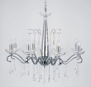 Kronleuchter „Alessa“, 8xE14, Max. 40 W, verchromtes Metall/klares Kristallglas, Ø 81 cm small 1