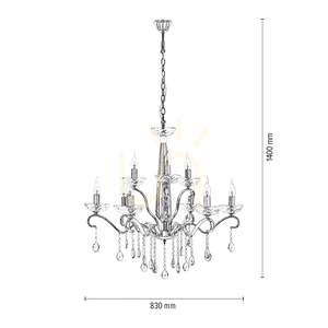 Kronleuchter „Alessa“, 9xE14, Max. 40 W, verchromtes Metall/klares Kristallglas, Ø 83 cm small 2