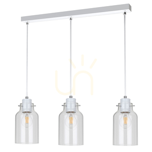 Alessandro Pendelleuchte, 3xE27, 60 W, weißes Metall / transparentes PVC-Kabel / transparenter Glasschirm, 60 cm small 0