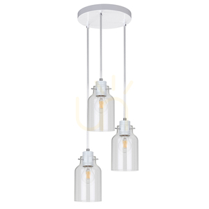 Hängeleuchte „Alessandro“, 3xE27, Max. 60 W, Weißmetall / transparentes PVC-Kabel / transparenter Glasschirm, Ø 22 cm small 0