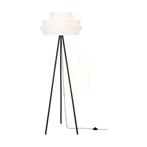 Amar Stehlampe, 1xE27, Max. 40 W, schwarzes Metall/schwarzes PVC-Kabel/weißer Lampenschirm, Ø 55 cm small 1