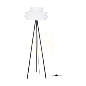 Amar Stehlampe, 1xE27, Max. 40 W, schwarzes Metall/schwarzes PVC-Kabel/weißer Lampenschirm, Ø 55 cm small 0