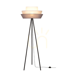 Amar Stehlampe, 1xE27, Max. 40 W, schwarzes Metall / schwarzes PVC-Kabel / lampenschirm in Graphitgrau-Weiß, Ø 55 cm small 1