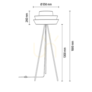 Amar Stehlampe, 1xE27, Max. 40 W, schwarzes Metall / schwarzes PVC-Kabel / lampenschirm in Graphitgrau-Weiß, Ø 55 cm small 2