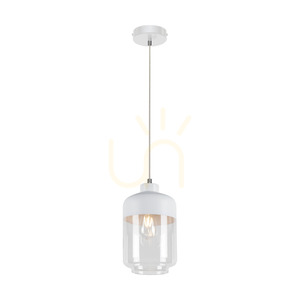 Amaretto Pendelleuchte, 1xE27, Max. 60 W, weißes Metall / transparentes PVC-Kabel / weiß-transparenter Glasschirm, Ø 17 cm small 1