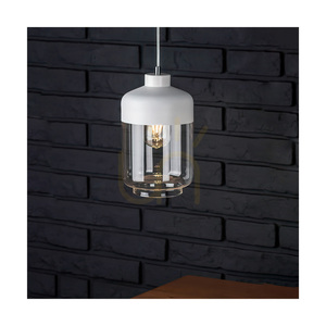 Amaretto Pendelleuchte, 1xE27, Max. 60 W, weißes Metall / transparentes PVC-Kabel / weiß-transparenter Glasschirm, Ø 17 cm small 2