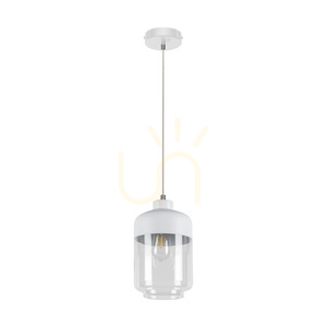 Amaretto Pendelleuchte, 1xE27, Max. 60 W, weißes Metall / transparentes PVC-Kabel / weiß-transparenter Glasschirm, Ø 17 cm small 0