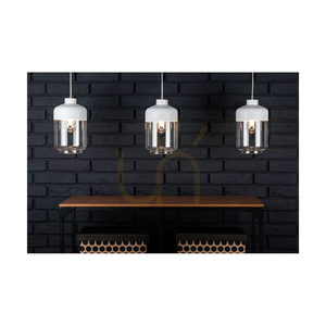 Amaretto Pendelleuchte, 3xE27, Max. 60 W, weißes Metall/transparentes PVC-Kabel/weiß-transparenter Glasschirm, 100 cm small 2