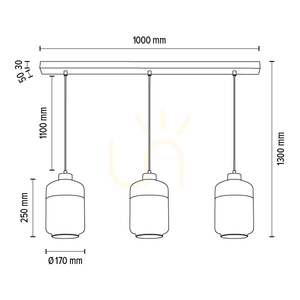 Amaretto Pendelleuchte, 3xE27, Max. 60 W, weißes Metall/transparentes PVC-Kabel/weiß-transparenter Glasschirm, 100 cm small 4