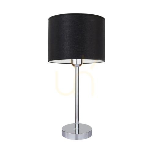 Prüfen Tischlampe „Amor“, 1xE27, Max. 40 W, Metall verchromt/Schwarz, PVC-Kabel/Schwarz, Lampenschirm Ø 25 cm