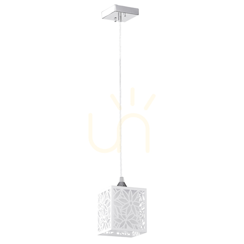 Prüfen Anika Pendelleuchte, 1xE27, Max. 60 W, Metall in Chromoptik/weißer Kunststoffschirm, 13 cm