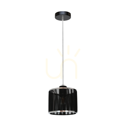Prüfen Anina Pendelleuchte 1xE14 Max. 25 W, schwarzes Metall/transparentes PVC/schwarz-verchromter Lampenschirm, Ø 15 cm