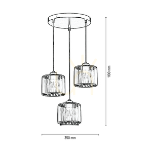 Anina Pendelleuchte, 3xE14, Max. 25 W, schwarzes Metall/transparentes PVC/schwarz-verchromter Lampenschirm, Ø 35 cm small 2