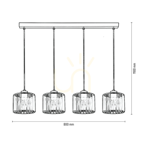 Anina Pendelleuchte 4xE14 Max. 25 W, schwarzes Metall/transparentes PVC/schwarz-verchromter Lampenschirm, 80 cm small 2