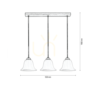 Anna Pendelleuchte 3xE27 Max. 60 W, geölte Eiche / transparentes PVC-Kabel / weißer Glasschirm, 53 cm small 2