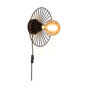 Antonella Wandleuchte 1xE27 Max. 25 W, schwarzes Metall/schwarzes geflochtenes Kabel, Ø 9 cm small 1