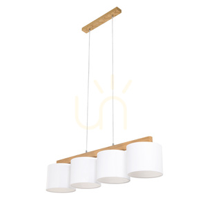 Aprillia Pendelleuchte 4xE27 Max. 25 W, geölte Eiche / transparentes PVC-Kabel / weißer Lampenschirm, 86 cm small 1