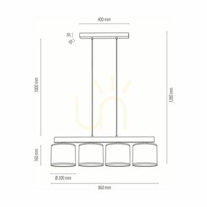 Aprillia Pendelleuchte 4xE27 Max. 25 W, geölte Eiche / transparentes PVC-Kabel / weißer Lampenschirm, 86 cm small 3