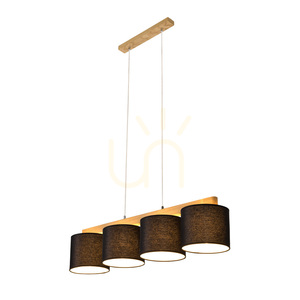 Aprillia Pendelleuchte 4xE27 Max. 25 W, geölte Eiche/transparentes PVC-Kabel/schwarzer Lampenschirm, 86 cm small 2