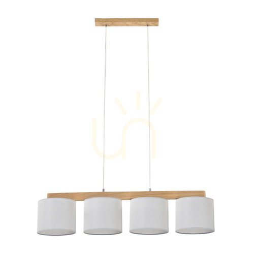 Prüfen Aprillia Pendelleuchte 4xE27 Max. 25 W, geölte Eiche/transparentes PVC-Kabel/grauer Lampenschirm, 86 cm