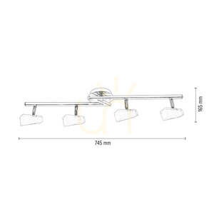 Deckenleuchte „Ariel“, inklusive 4xG9, Max. 28 W, Metall in Chromoptik/weiße Glasschirme, 74,5 cm small 4