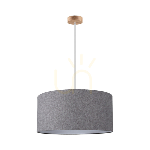Prüfen Asseto Pendelleuchte, 1xE27, Max. 60 W, geölte Eiche/Anthrazit, geflochtenes Kabel/Grau, Lampenschirm Ø 50 cm