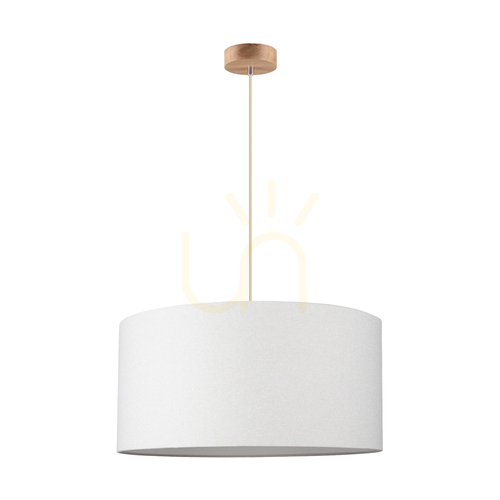 Prüfen Asseto Pendelleuchte, 1xE27, Max. 60 W, geölte Eiche/Creme, geflochtenes Kabel/beiger Lampenschirm, Ø 50 cm