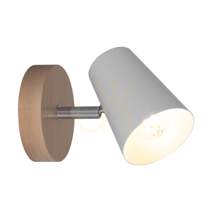Astrid Wandleuchte 1xE14 Max. 40 W Birke/Chrom-Metall/weißer Metallschirm 17 cm small 1