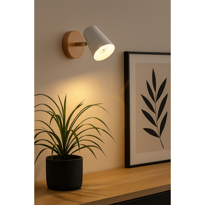 Astrid Wandleuchte 1xE14 Max. 40 W Birke/Chrom-Metall/weißer Metallschirm 17 cm small 2