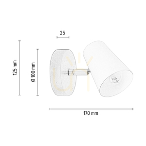 Astrid Wandleuchte 1xE14 Max. 40 W Birke/Chrom-Metall/weißer Metallschirm 17 cm small 3