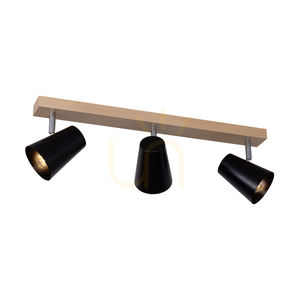 Astrid Deckenleuchte, 3xE14, Max. 40 W, Birke/Chrom-Metall/schwarzer Metallschirm, 57 cm small 1