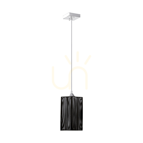 Prüfen Atana Pendelleuchte, 1xE27, Max. 60 W, Metall in Chrom / transparentes PVC-Kabel / schwarzer Lampenschirm, 12 cm