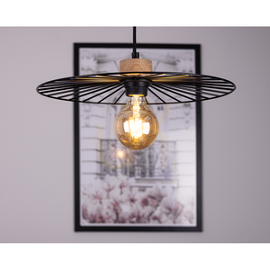 Ballerina-Pendelleuchte 1xE27 Max. 60 W, geölte Eiche/schwarzes Metall/schwarzes PVC-Kabel, Ø 35 cm small 1