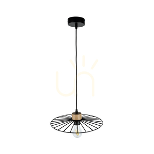 Ballerina-Pendelleuchte 1xE27 Max. 60 W, geölte Eiche/schwarzes Metall/schwarzes PVC-Kabel, Ø 35 cm small 0