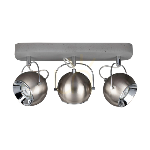Prüfen Kugelförmige Beton-Deckenleuchte (im Lieferumfang enthalten). 3xGU10-LED, max.. 5 W, Betongrau/satiniertes Metall, 41 cm