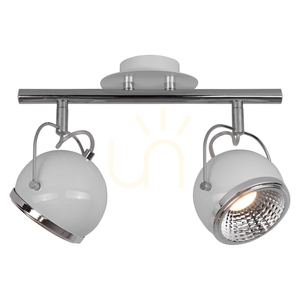 Kugelförmige Deckenleuchte. 2xGU10-LED, max.. 6 W, Weiß/Chrom-Metall, 35 cm small 1