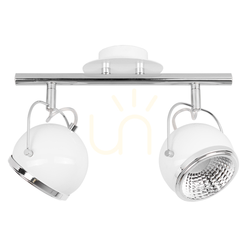 Prüfen Kugelförmige Deckenleuchte. 2xGU10-LED, max.. 6 W, Weiß/Chrom-Metall, 35 cm