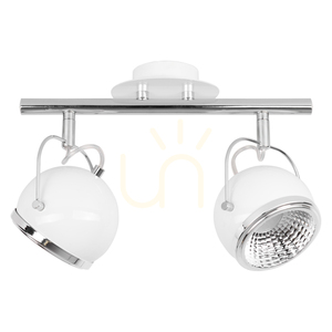 Kugelförmige Deckenleuchte. 2xGU10-LED, max.. 6 W, Weiß/Chrom-Metall, 35 cm small 0