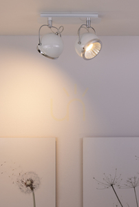 Kugelförmige Deckenleuchte, inklusive 2 GU10-LED-Lampen, max.. 6 W, Weißmetall, 29,5 cm small 3