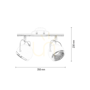 Kugelförmige Deckenleuchte, inklusive 2 GU10-LED-Lampen (max.. 6 W), Satin-Metall, 35 cm small 2