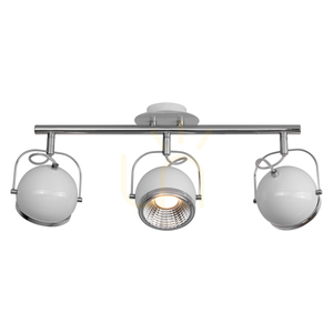 Kugelförmige Deckenleuchte, inklusive 3 GU10-LEDs, max.. 6 W, Weiß/Chrom-Metall, 52,5 cm small 1