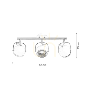 Kugelförmige Deckenleuchte, inklusive 3 GU10-LEDs, max.. 6 W, Weiß/Chrom-Metall, 52,5 cm small 4