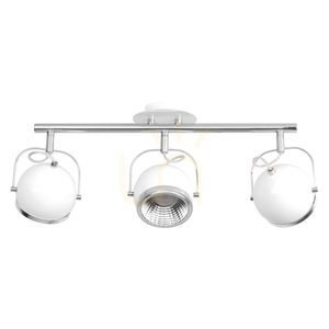 Kugelförmige Deckenleuchte, inklusive 3 GU10-LEDs, max.. 6 W, Weiß/Chrom-Metall, 52,5 cm small 0