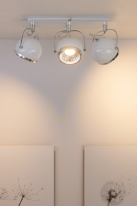 Kugelförmige Deckenleuchte, inklusive 3 GU10-LED-Lampen, max.. 6 W, Weißmetall, 42 cm small 3