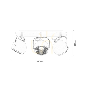 Kugelförmige Deckenleuchte, inklusive 3 GU10-LED-Lampen, max.. 6 W, Weißmetall, 42 cm small 4
