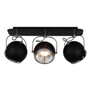 Kugelförmige Deckenleuchte, inklusive 3 GU10-LEDs, max.. 6 W, schwarzes Metall, 42 cm small 1